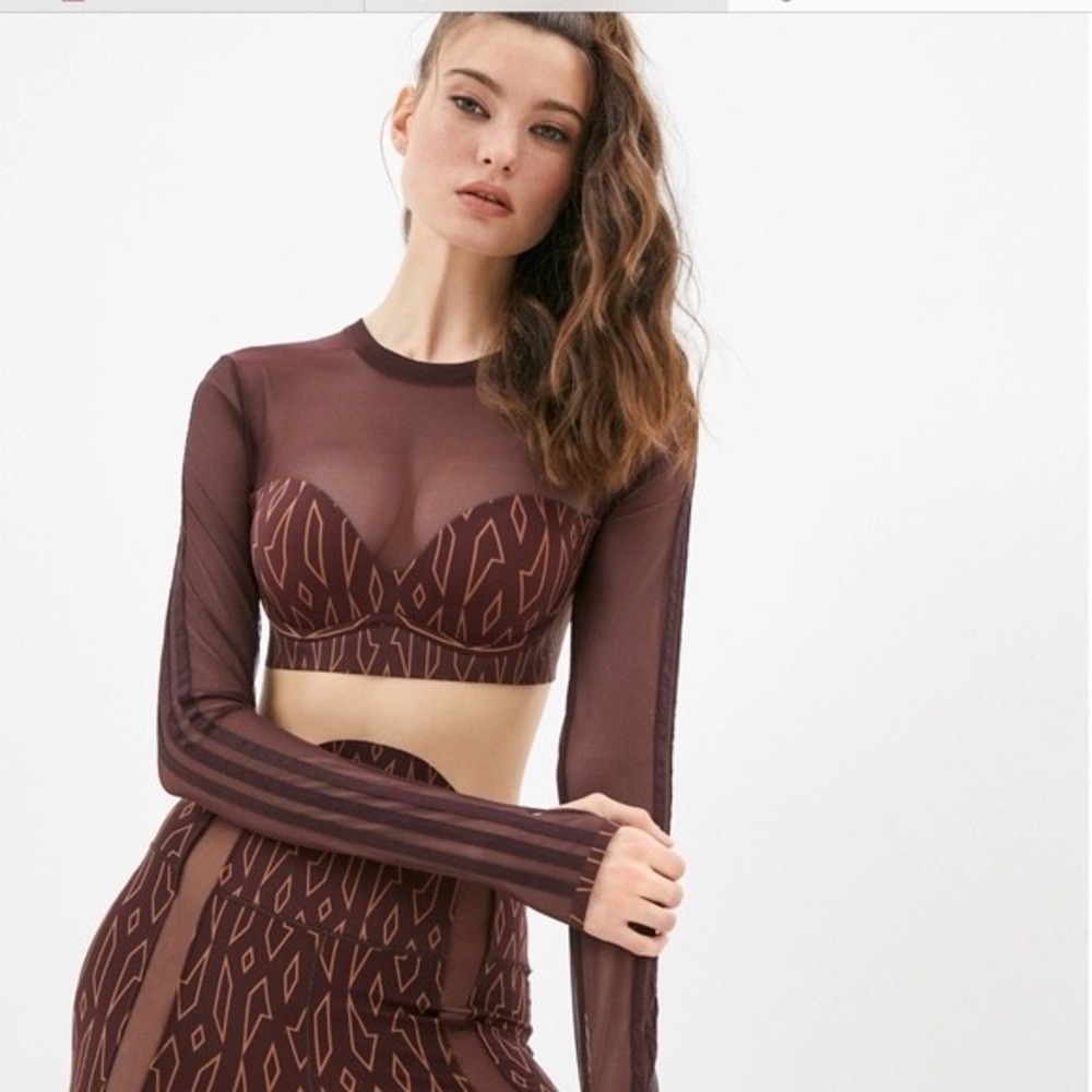 Adidas x Ivy Park Icy Park Monogram Crop Top Wild Brown XL